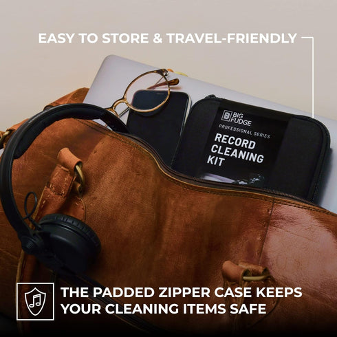 Big Fudge Vinyl Record Cleaning Kit - Includes Velvet Cleaner Brush, Cleaning Fluid, Stylus Gel, Velvet Brush - with Padded Storage Case...