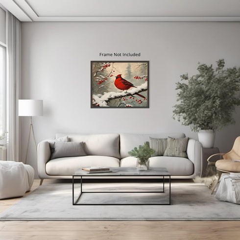 Posterizer 1 pcs-cute little bird in snowy winter scene -7-Art for Animal Lovers-Landscape & Nature Art-Decor for Home & Office- unframed wall art...