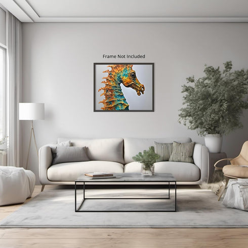 Posterizer 1 pcs- Beautiful Yellow and blue seahorse print-Art for Animal Lovers- Gift for Men Women Entrepreneur Teens-Living Room Bedroom Decor-...