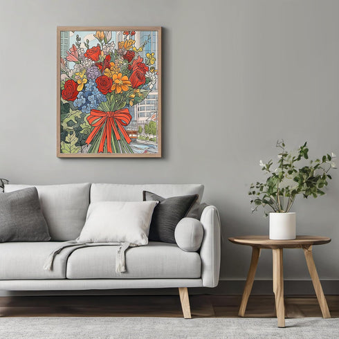 Posterizer 1 pcs-Valentine’s bouquet of your favorite flowers cute poster -1-Floral & Botanical Art-Romantic Art-Gift for Couples boyfriend girlfr...