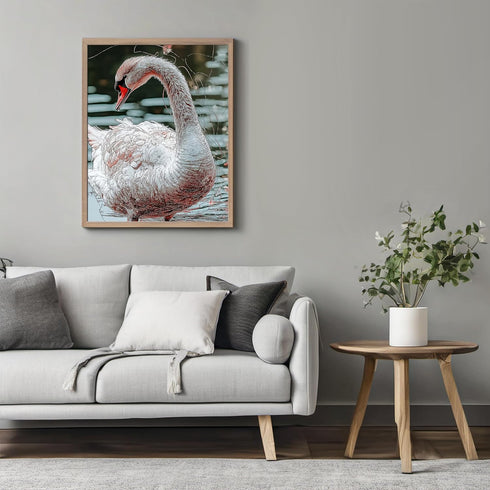 Posterizer 1 pcs-graceful beautiful white swan art work 2-Art for Animal Lovers Gift for Men Women Entrepreneur Teens Chic Home Decor- unframed w...