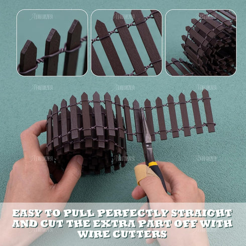 AUEAR, 35 Inch Mini Fairy Garden Fence Wood Ornament Wooden Decorative Picket Fence for DIY Crafts Project (Brown, 2-Pack)...