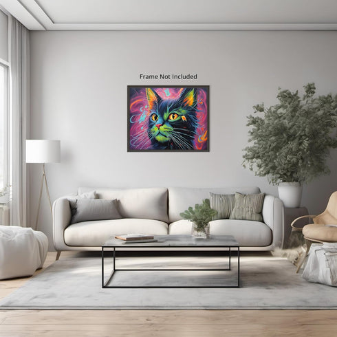 Posterizer 1 pcs- Abstract art, beautiful cat with a purple background-Art for Animal Lovers-Abstract & Modern Art- Gift for Men Women Teens-Decor...