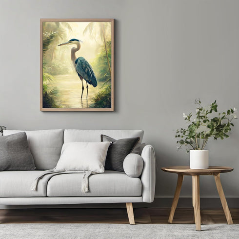 Posterizer 1 pcs-detailed depiction of a blue heron bird -1-Art for Animal Lovers Gift for Art Lovers Decorations for Bedroom, Office, Living Room...