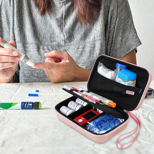 BOVKE Glucose Monitor Case, Diabetic Supply Case for Diabetes Testing Kit, Diabetic Supplies Travel Case for Glucose Meter, Blood Sugar Test Strip...