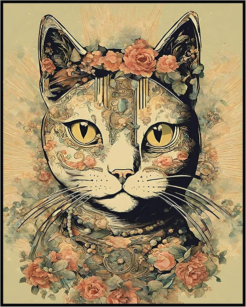 Posterizer 1 pcs-cute retro themed cat in clothes 4-Art for Animal Lovers-Retro Art-Decor for Home & Office- unframed wall art...