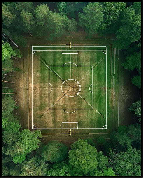 Posterizer 1 pcs-Modern Aerial view of a football / soccer field with neon lines-Sports & Hobby Art Gifts for sports fans Decor for Home & Office-...
