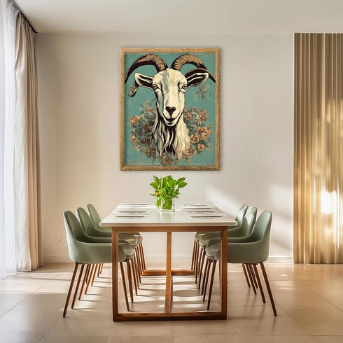Posterizer 1 pcs-abstract retro goat poster with blue background 1-Art for Animal Lovers-GIft for Men Women Teens-Decor for Home & Office- unframe...