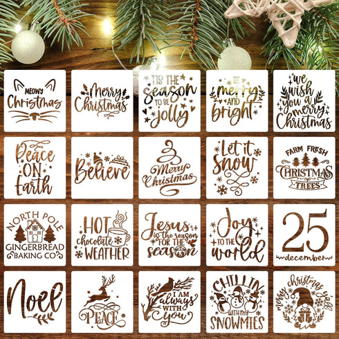 Christmas Stencils for Painting on Wood 6” Christmas Stencil Xmas Holiday Stencil Cardinal/Pet/Nativity Templates(Mix Stencil 20p/6in)...