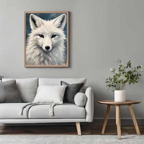 Posterizer 1 pcs-white arctic fox in snowy winter scene-oil painting style 13-Art for Animal Lovers-Landscape & Nature Art-Decor for Home & Office...