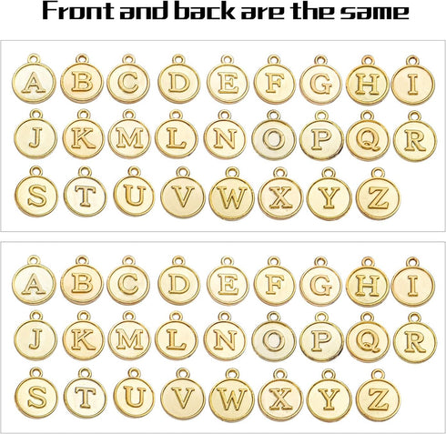 Aylifu 104 pcs A-Z Letter Charms Round Alphabet Charms Pendants for Necklace Bracelet Jewelry Craft DIY,Gold & Silver...