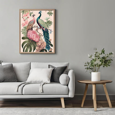 Posterizer 1 pcs-chinoiserie peacock aesthetic chic decor-Art for Animal Lovers-Abstract & Modern Art-Living Room Bedroom Decor- UNFRAMED Wall Art...