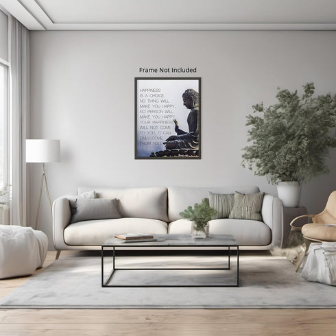 Posterizer 1 pcs-Happiness is a Choice-Buddha Meditation Zen Decor-Quotes-Motivational & Inspirational Art-Gift For Buddhism Meditation philosophy...