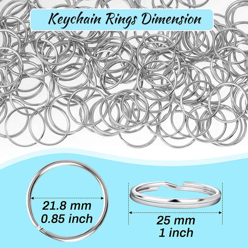 PAXCOO 200Pcs Split Key Rings Bulk for Keychain and Crafts, 1 inch (25mm)...