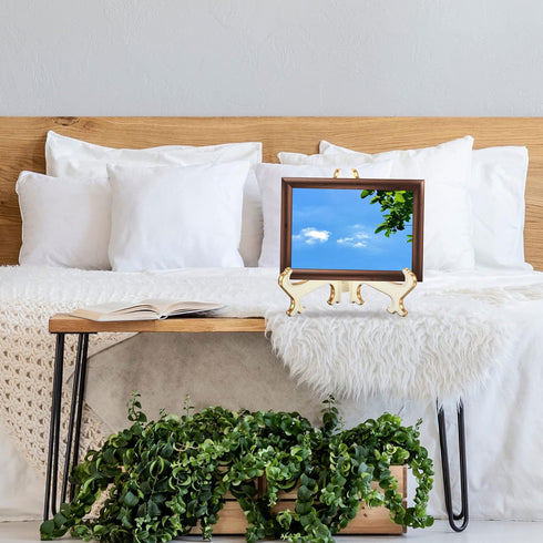 PATIKIL 6" Acrylic Decorative Plate Stand Holder, 2 Pack Table Use Foldable Picture Easel Frame Holder for Displaying Photos, Card, Canvases, Whit...