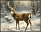 Posterizer 1 pcs-majestic deer in snowy winter scene-oil painting style-9-Art for Animal Lovers-Landscape & Nature Art-Decor for Home & Office- un...