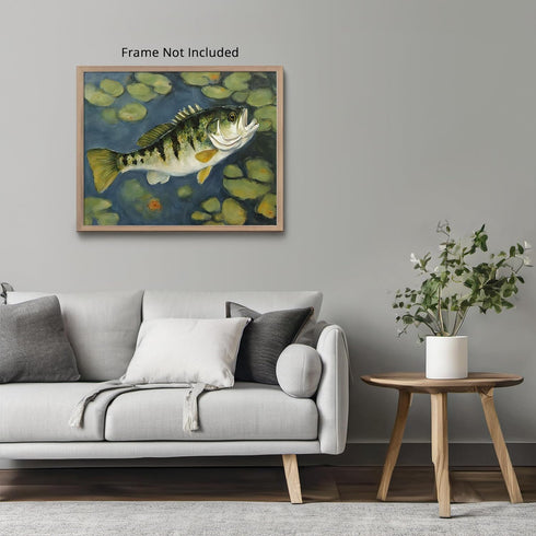 Posterizer 1 pcs- little bass fish near the pond-Art for Animal Lovers-Landscape & Nature Art- Living Room Bedroom Decor- unframed wall art...