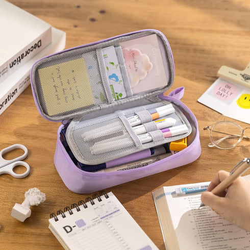 CICIMELON Durable Pen Pencil Case Big Storage Pen Pouch Bag for School Supplies Office College Teen Girls Adults, Purple...