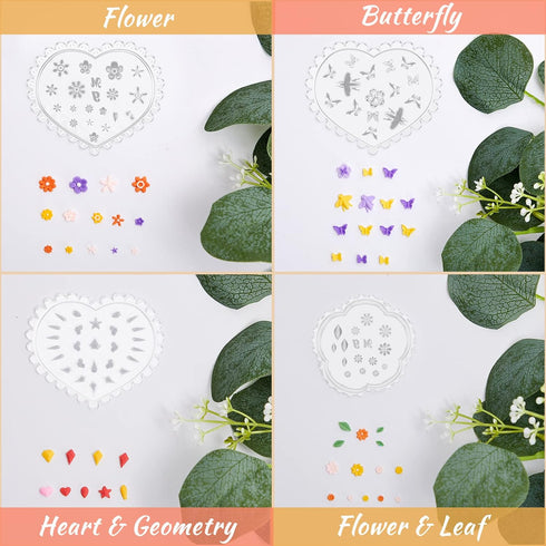 8 Pcs Small Flower Polymer Clay Molds Mini Flower and Leaf Polymer Clay Molds for Jewelry Making Rose Daisy Silicone Molds Earring Clay Cutters Po...