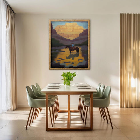 Posterizer 1 pcs-vibrant painting style art-cowboy on horse in the wild 4-Western Art-Men's Art Collection-Living Room Bedroom Decor- unframed wal...