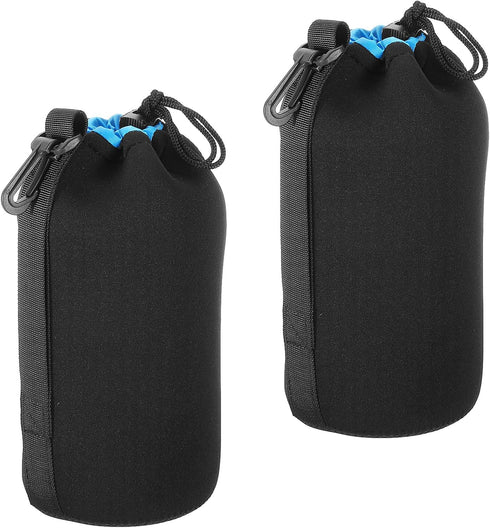 PATIKIL Camera Lens Bag, 2 Pcs 3.9" IDx9.8 H Drawstring Lens Pouch with Thick Protective Neoprene, Lens Case for DSLR Camera Lens, Water Coffee Cu...