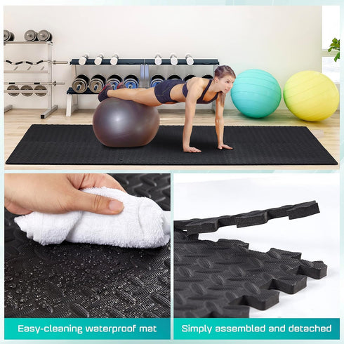 Yes4All 12, 16, 36 SQ. FT Puzzle/Interlocking Exercise Mat Tiles for Home Gym, Exercise EVA Foam Floor Padding with Border for Workout Equipment...