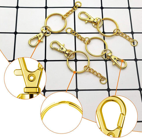 150Pcs Gold Swivel Snap Hook Set,Swivel Clasp Keychain Hook Lobster Clasp Split Key Rings with Chain and Jump Rings Bulk for Keychain Lanyard,Jewe...