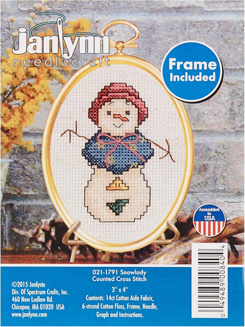 Janlynn 21-1791 14 Count Snowlady Mini Counted Cross Stitch Kit, 3" by 4"...