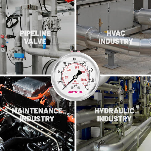 0-160psi/kpa Glycerin Filled Pressure Gauge, 2-1/2" Dial Size, Stainless Steel Case, with Vent Valve, 1/4" NPT Center Back Mount, 2-1-2% Accuracy,...