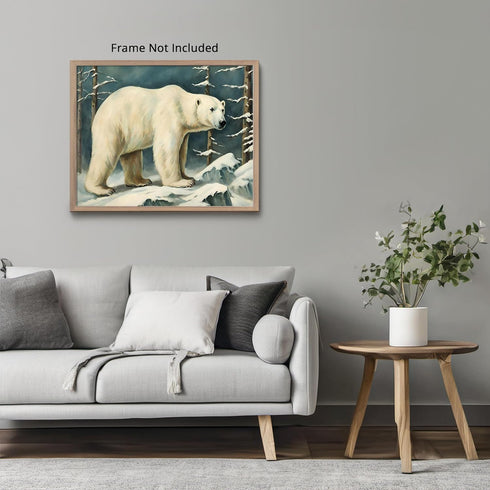 Posterizer 1 pcs-polar bear in snowy winter scene-oil painting style -2-Art for Animal Lovers-Landscape & Nature Art-Decor for Home & Office- unfr...