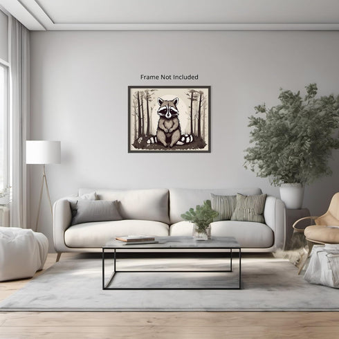 Posterizer 1 pcs- Cute raccoon sitting on the ground in jungle-Art for Animal Lovers-Floral Botanical Art- Gift for Men Women Teens-Living Room B...