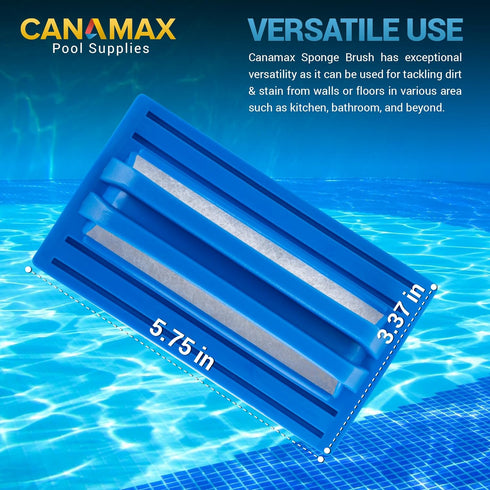 Canamax Ultra Durable Hand-Held Sponge Swimming Pool Scrub Brush - Pack of 2 Pool Scrubber - Ideal for Pool Tile & Grout, Walls, Vinyl Liners, Spa...
