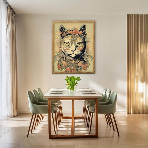Posterizer 1 pcs-cute retro themed cat in clothes 4-Art for Animal Lovers-Retro Art-Decor for Home & Office- unframed wall art...