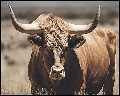 Posterizer 1 pcs- Beuatiful black bull print in the desert-Art for Animal Lovers- Gift for Men Women Entrepreneur Teens-Living Room Bedroom Decor...