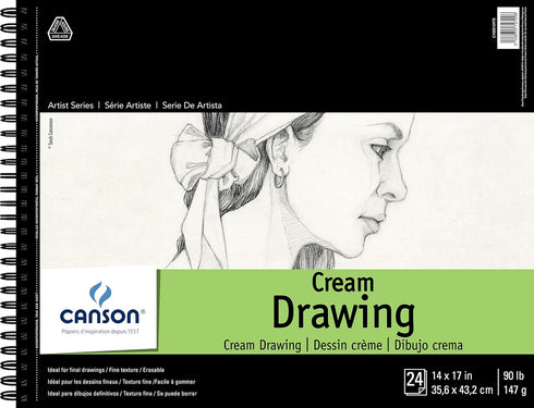 Canson Artist Series Cream Drawing Pad 14" x 17", Top Wire Bound, 24 Sheets (100510975), Count...