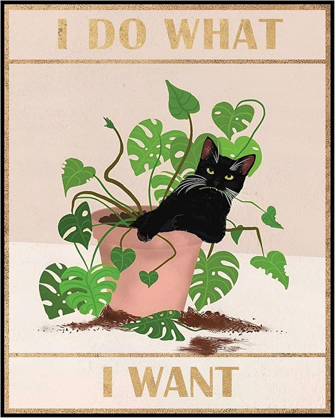 Posterizer 1 pcs-Cute Funny Cat-I Do What i Want-Art for Animal Lovers-Comedy Art- Living Room Bedroom Decor- unframed wall art...
