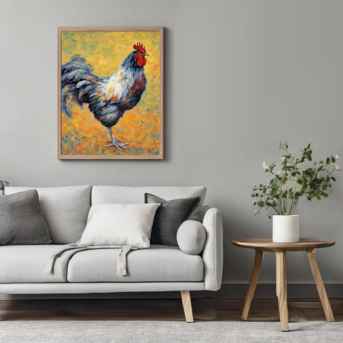 Posterizer 1 pcs- Rooster with a yellow and green background-Art for Animal Lovers- Gift for Men Women Entrepreneur Teens-Living Room Bedroom Deco...