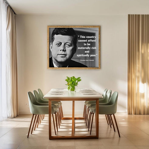 Posterizer 1 pcs-John F. Kennedy-Country Cannot Afford To Be Spiritually Poor-Quotes-Patriotic & Military Art-Gift for Policemen, Law Enforcement ...