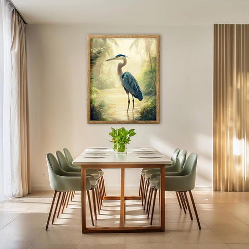 Posterizer 1 pcs-detailed depiction of a blue heron bird -1-Art for Animal Lovers Gift for Art Lovers Decorations for Bedroom, Office, Living Room...