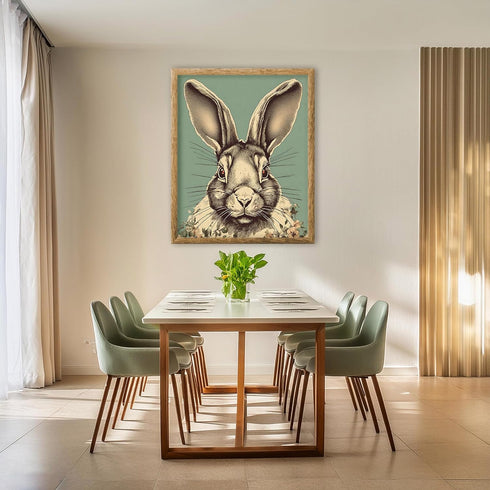 Posterizer 1 pcs-chubby bunny with pastel baby blue background-Art for Animal Lovers-GIft for Men Women Teens-Decor for Home & Office- unframed wa...