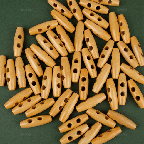 AUEAR, 50 Pack Wood Buttons 2 Holes Sweater Coats Sewing Horn Toggle...