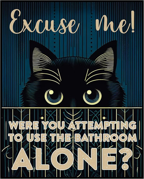 Posterizer 1 pcs-Funny Cat Restroom Print-Art for Animal Lovers-Comedy Art-Gift for Girls, Boys, Teens- Bathroom, restroom Decor- unframed wall ar...