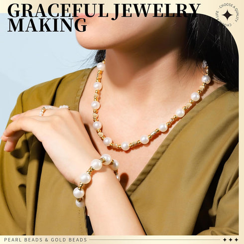 LEOBRO Pearl Beads for Bracelets, 720PCS Bracelet Making Kit for Adult, Friendship Bracelet Kits, Bracelet Bead Kits, Small Pearl Beads and Gold B...