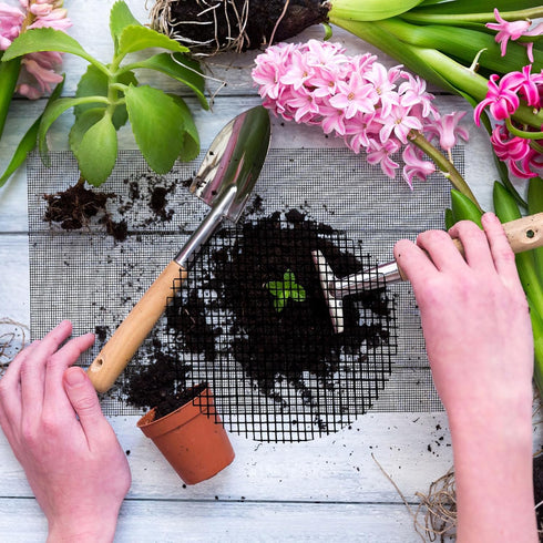 PATIKIL Flower Pot Hole Mesh Pad, 50 Pack 4 Inch Bonsai Plant Bottom Round Mat, Black...