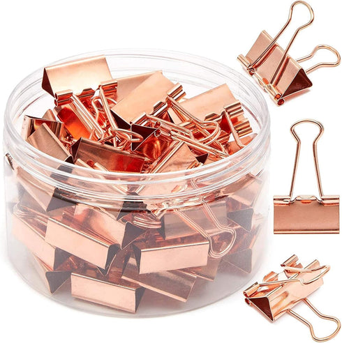 Bright Creations Rose Gold Binder Clips (Medium, 1 in, 50 Pack)...