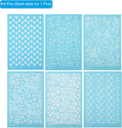 PATIKIL Polymer Clay Silk Screen,6pcs Silk Screen Stencils Reusable 6 Patterns Cute 5.9x3.5 inch for Polymer Clay Christmas Jewelry Making, Candy,...
