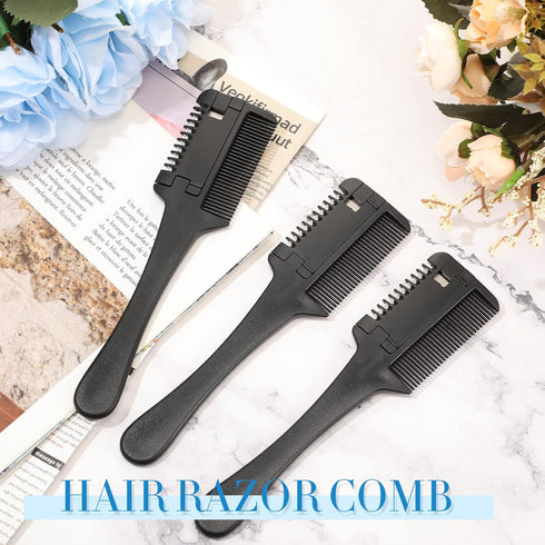 3 Pcs Pet Dog Cat Razor Comb with 50 Pcs Replacement Razors Hair Cutter Comb Cutting Scissors Hair Trimmer Comb Tool Grooming Dog Cat Double Sided...