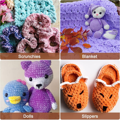 2Skeins Chenille Yarn Blanket Yarn 2x100g/7.1oz #6 Super Bulky Polyester Soft Knitting for Crochet Weaving Bag Scarf Hat, Green......