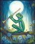 Posterizer 1 pcs-whimsical forest scene-frog playing music 7-Art for Animal Lovers-Fantasy & Fiction Art-Gift for Daughter, Son, Kids- unframed wa...