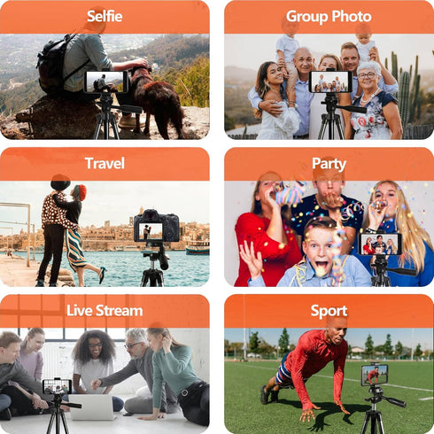 Camera Mount Phone Tripod Stand: 51-Inch 130cm Lightweight Travel Tripod for iPhone with Remote & Phone Holder & GoPro Adapter Compatible with iPh...